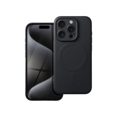 Husa iPhone 15 Pro, Magsafe, Protectie Camera, Microfibra La Interior, Negru